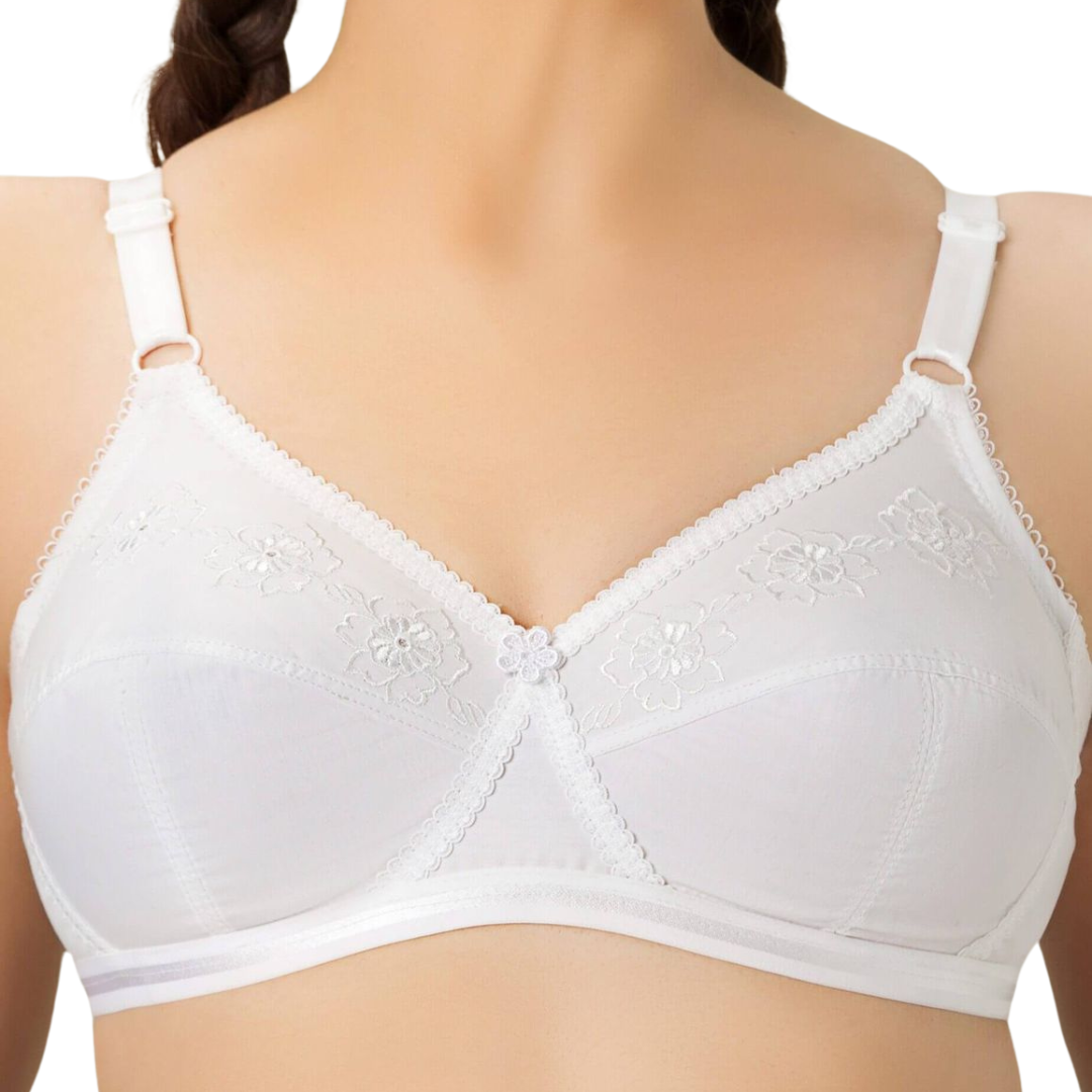 Cotton Embroidery Cross- Over Bra