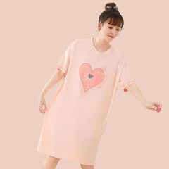 Baby Pink Heart Print Casual T-shirt