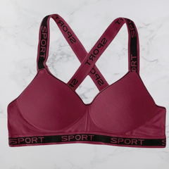 Maroon Cross Sport Bra