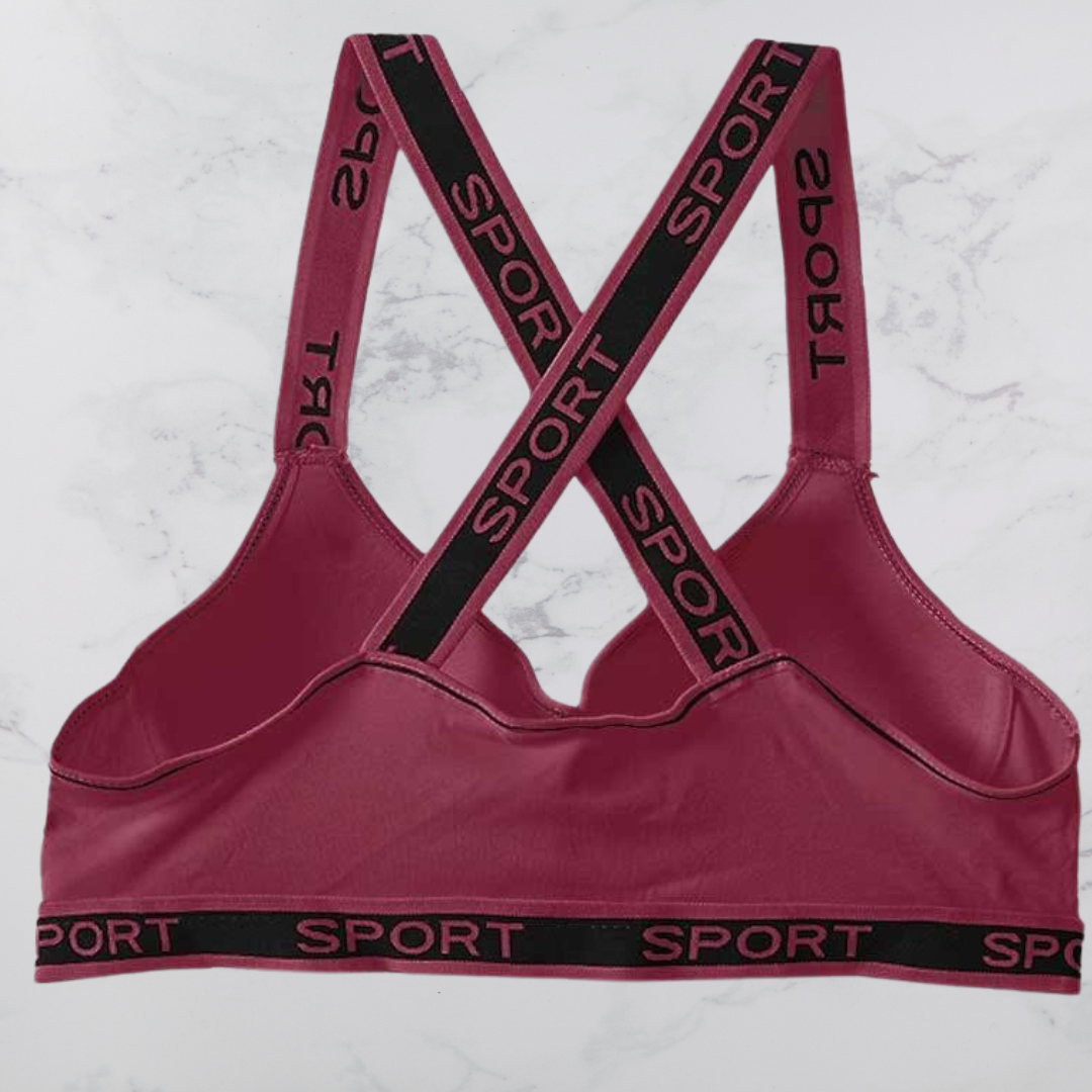 Maroon Cross Sport Bra