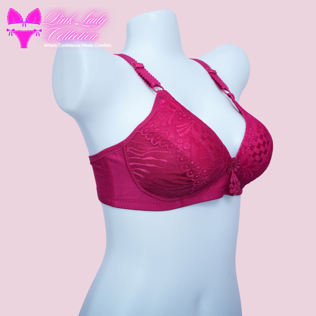 Red Rose Light Padded Bra With Long Straps