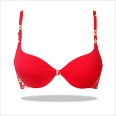 Red Floral Fusion Imported Padded Bra