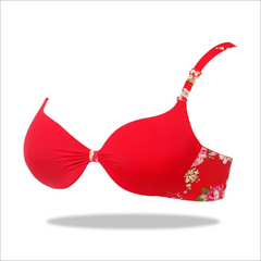 Red Floral Fusion Imported Padded Bra