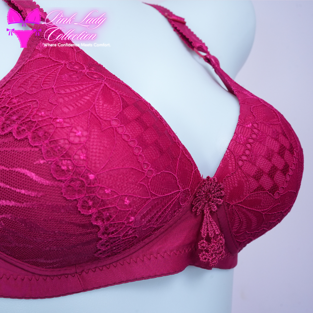 Red Rose Light Padded Bra With Long Straps