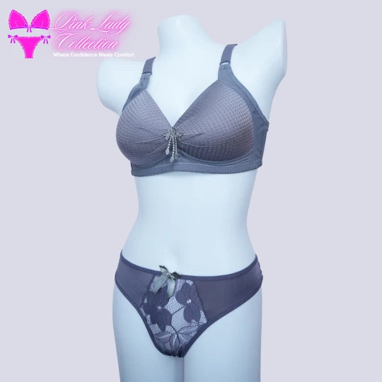 Dotted comfort padded bra n penty set.