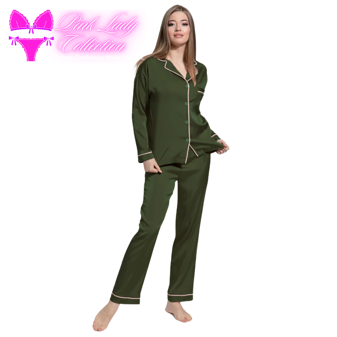 Silk Night Suit-Green