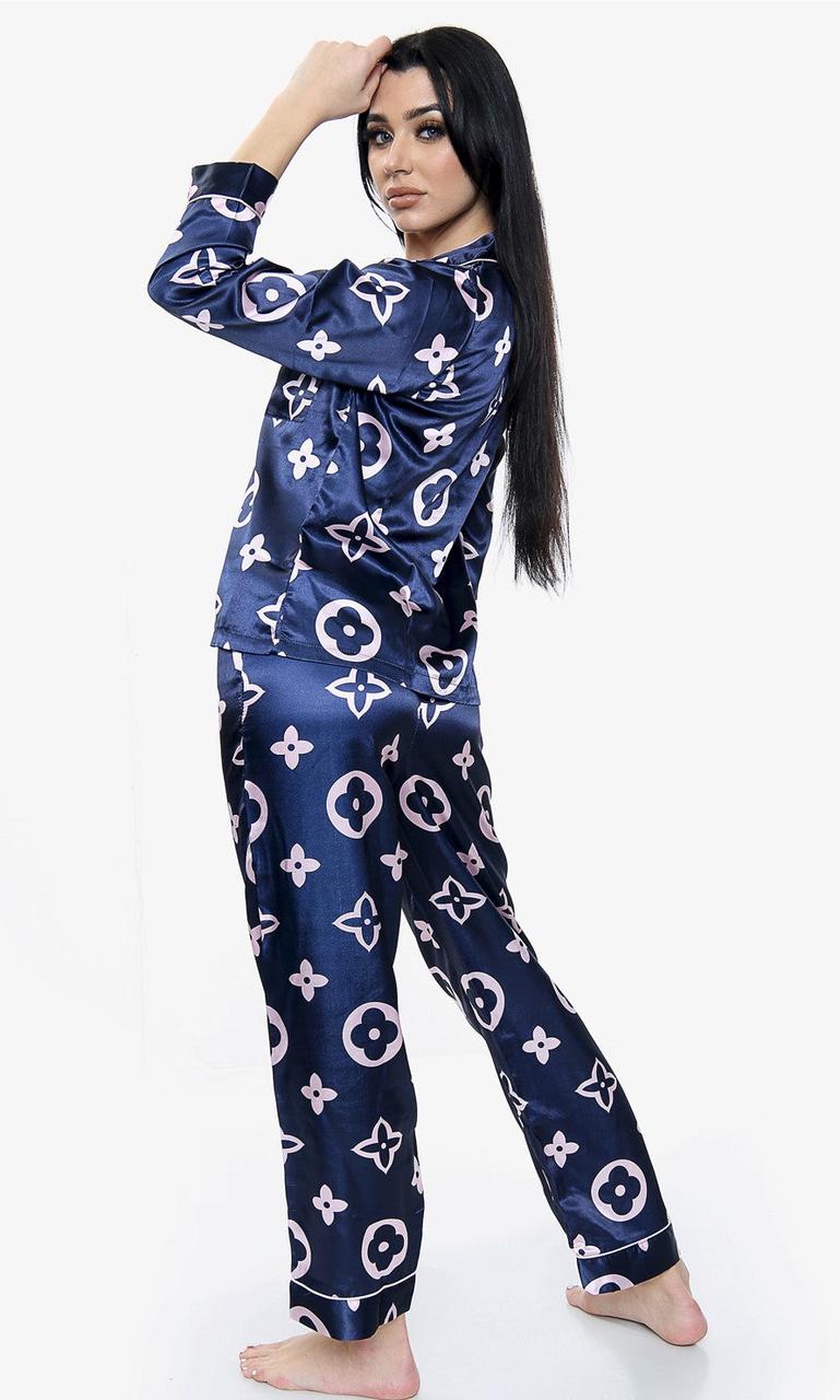 Silk Print Loungewear-Navy Blue